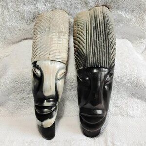 Vintage Pair of Cuba 10" × 10 5/8" Hand Carved Ox Horns!!